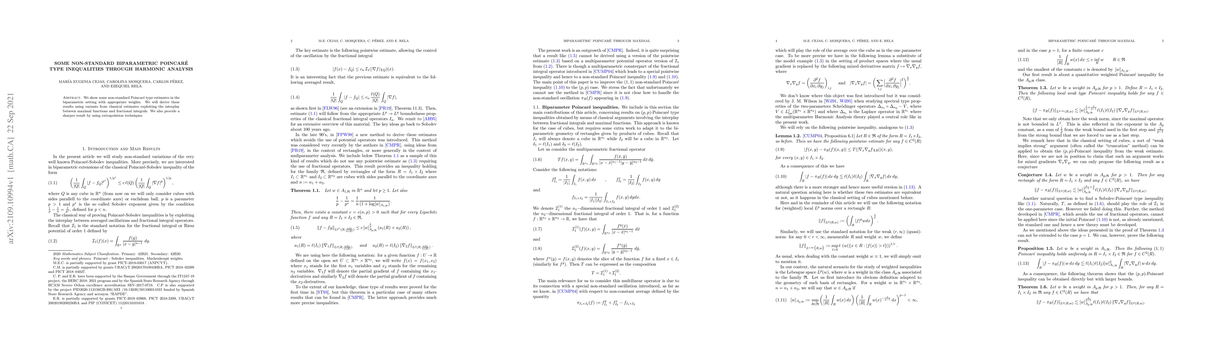 Thumbnail for Some non-standard biparametric Poincar\'e type inequalities through
  harmonic analysis