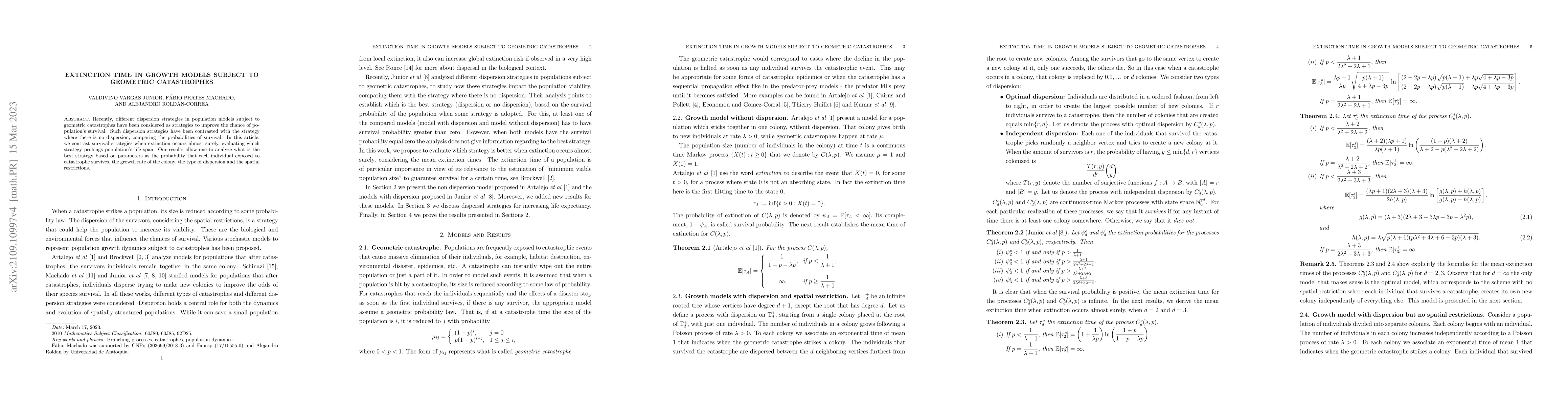 Thumbnail for Extinction time in growth models subject to geometric catastrophes