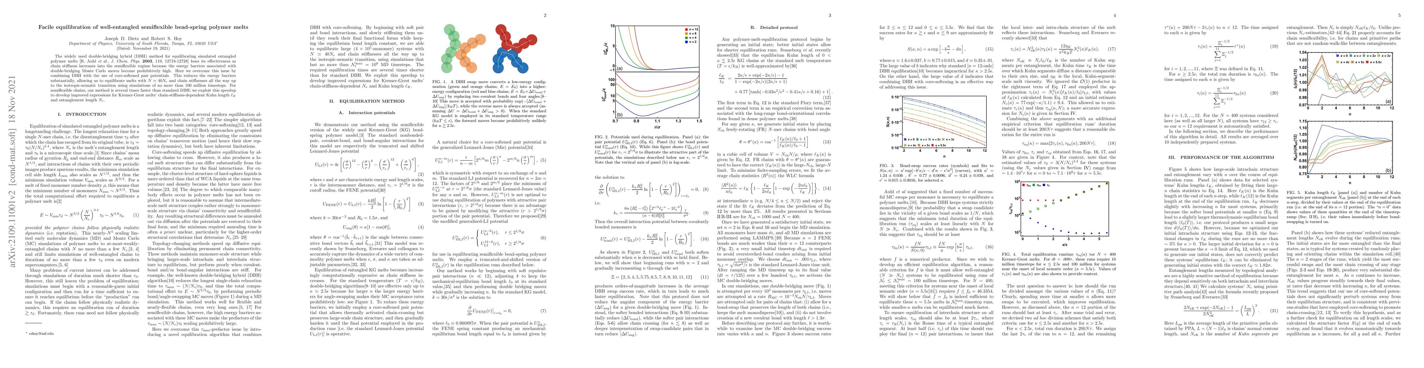 Thumbnail for Facile equilibration of well-entangled semiflexible bead-spring polymer
  melts