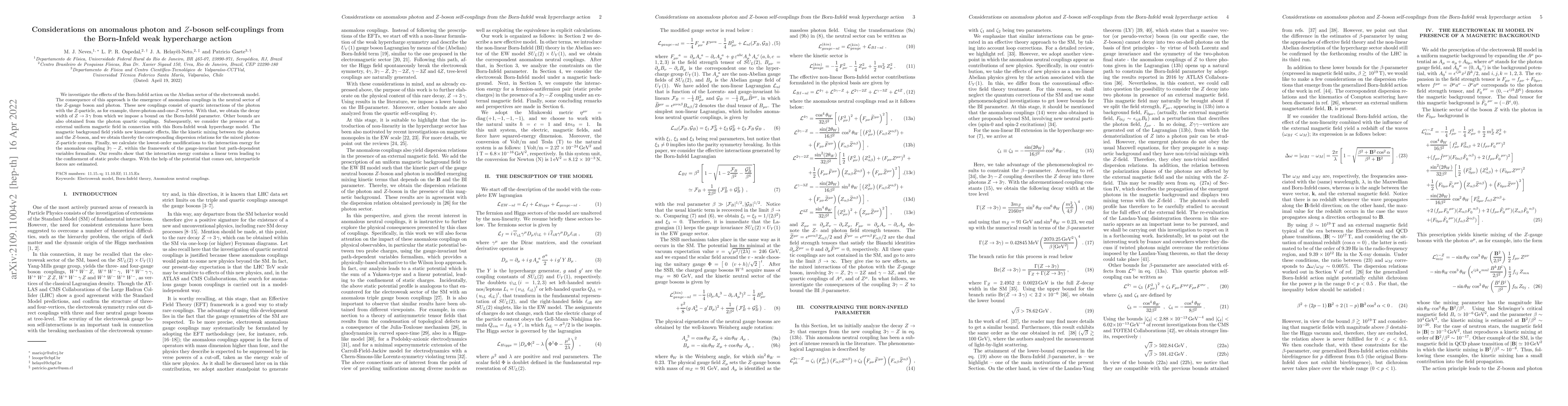 Thumbnail for Considerations on anomalous photon and Z-boson self-couplings from the
  Born-Infeld weak hypercharge action