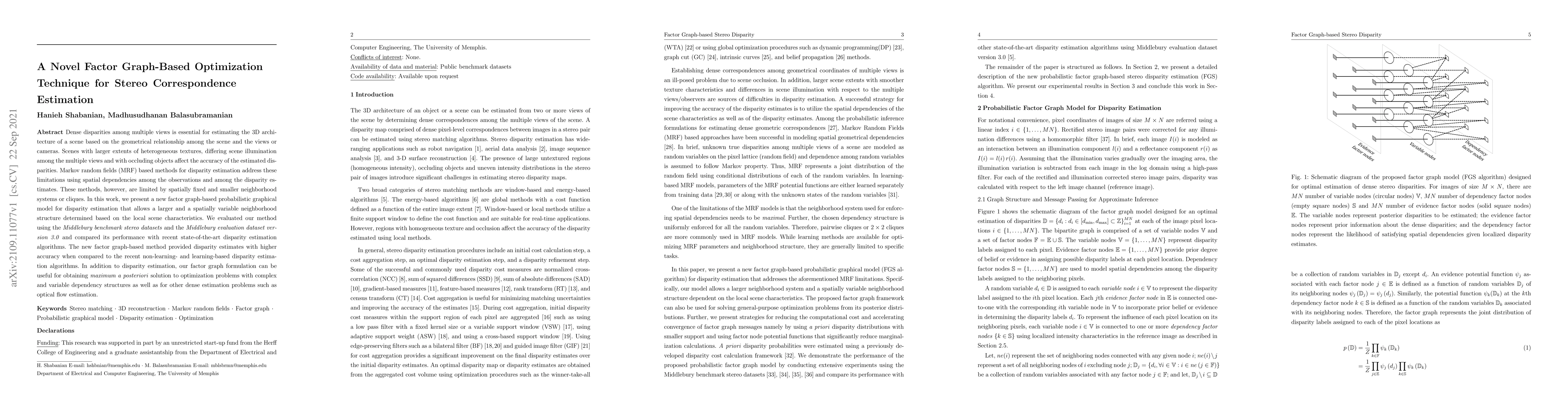 Thumbnail for A Novel Factor Graph-Based Optimization Technique for Stereo
  Correspondence Estimation