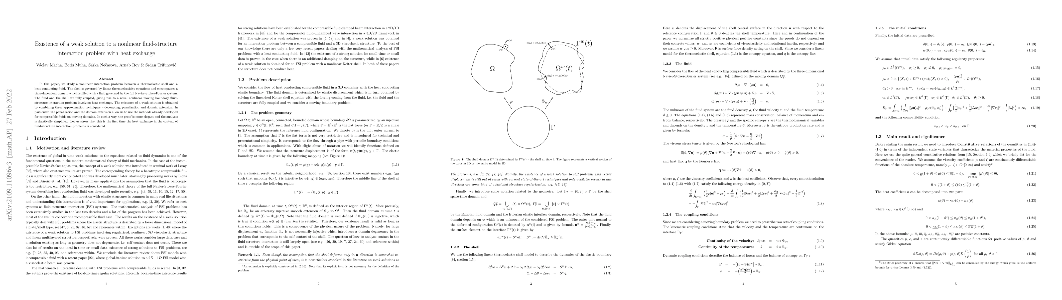 Thumbnail for Existence of a weak solution to a nonlinear fluid-structure interaction
  problem with heat exchange