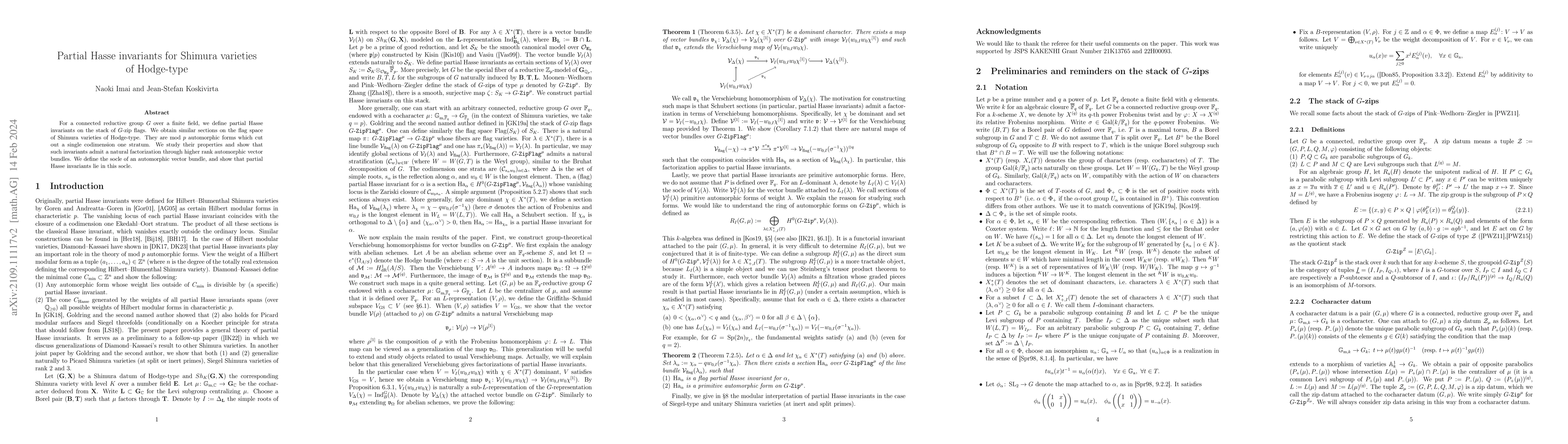 Thumbnail for Partial Hasse invariants for Shimura varieties of Hodge-type