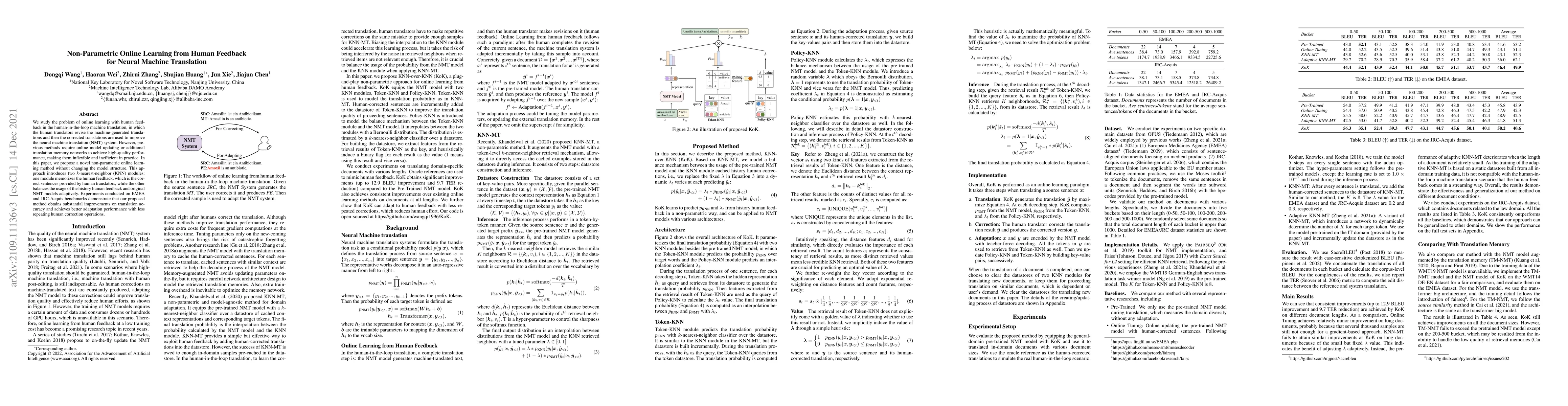 Thumbnail for Non-Parametric Online Learning from Human Feedback for Neural Machine
  Translation