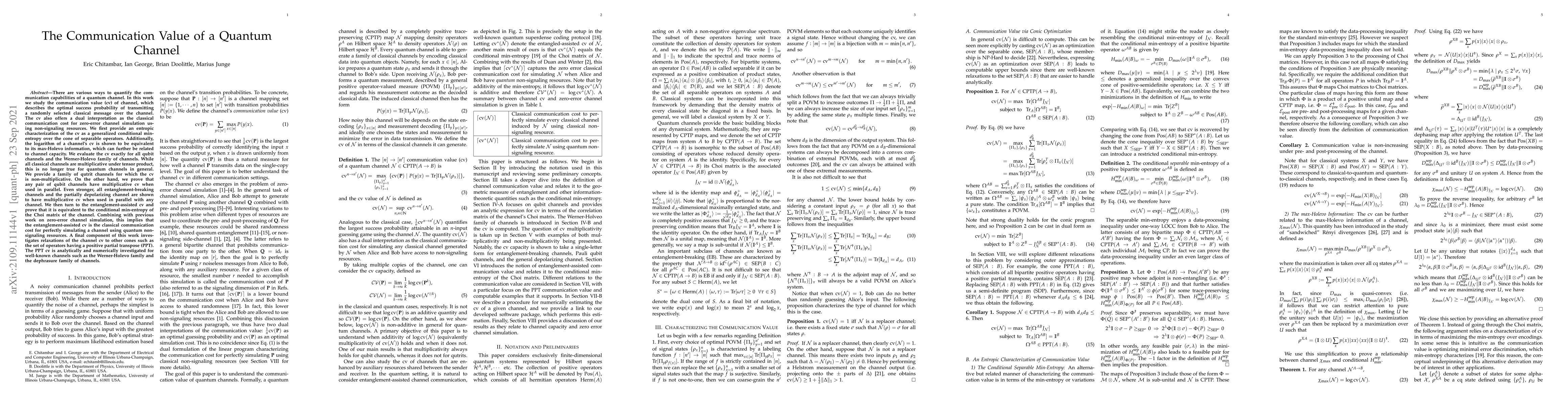 Thumbnail for The Communication Value of a Quantum Channel