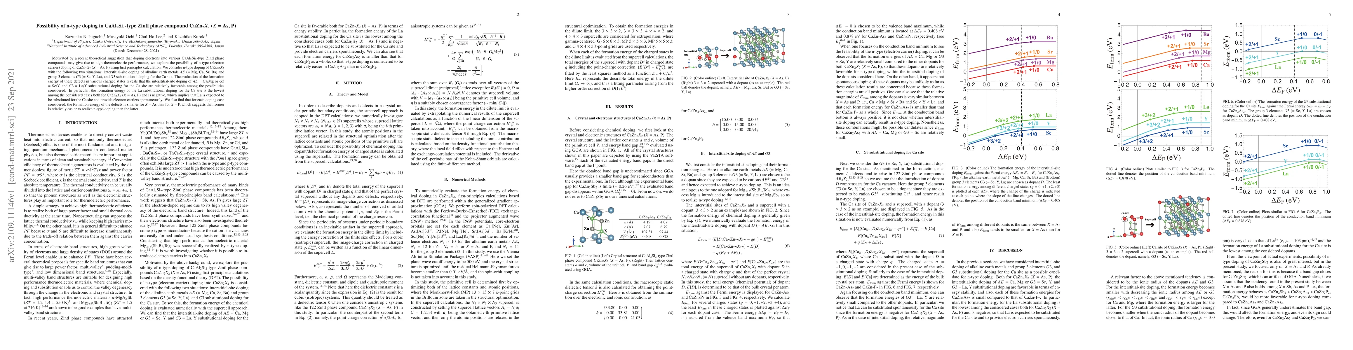 Thumbnail for Possibility of n-type doping in CaAl$_2$Si$_2$-type Zintl phase compound
  CaZn$_2X_2$ ($X$ = As, P)