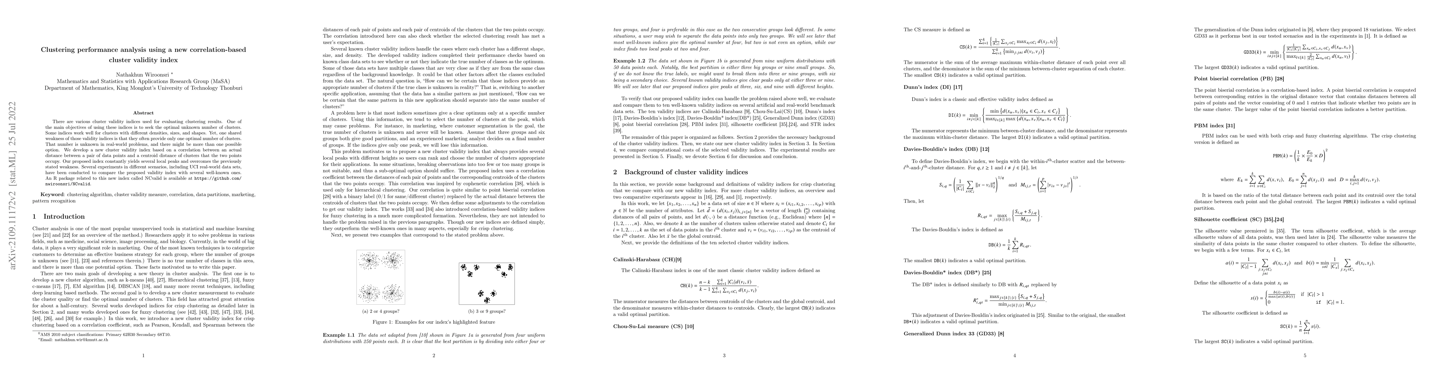 Thumbnail for Clustering performance analysis using a new correlation-based cluster
  validity index