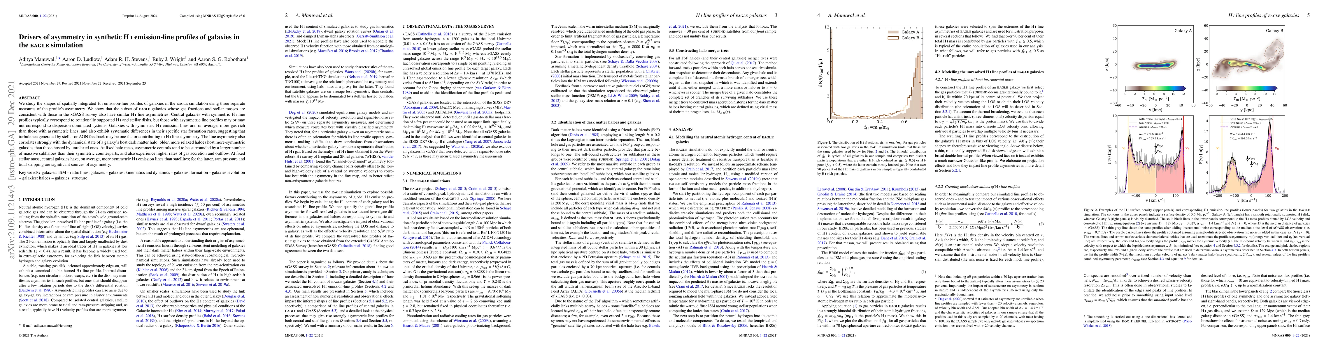 Thumbnail for Drivers of asymmetry in synthetic H I emission-line profiles of galaxies
  in the EAGLE simulation