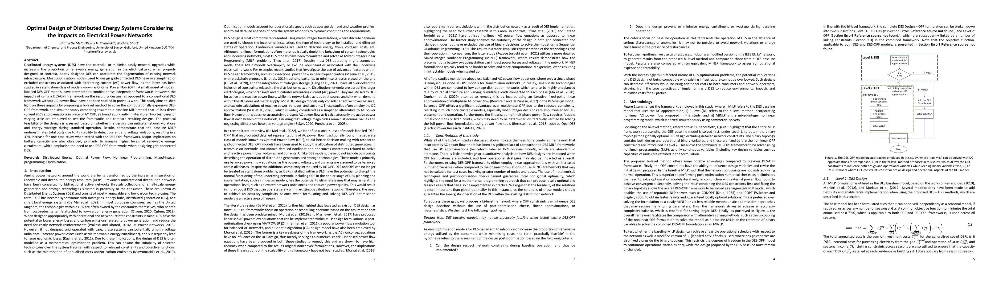 Thumbnail for Optimal Design of Distributed Energy Systems Considering the Impacts on
  Electrical Power Networks