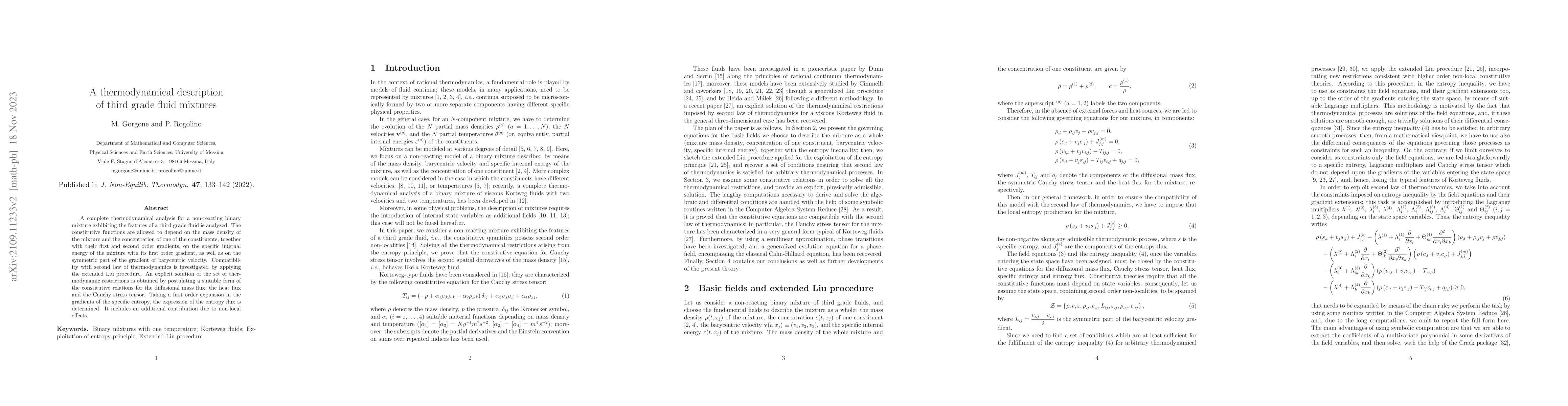 Thumbnail for A thermodynamical description of third grade fluid mixtures