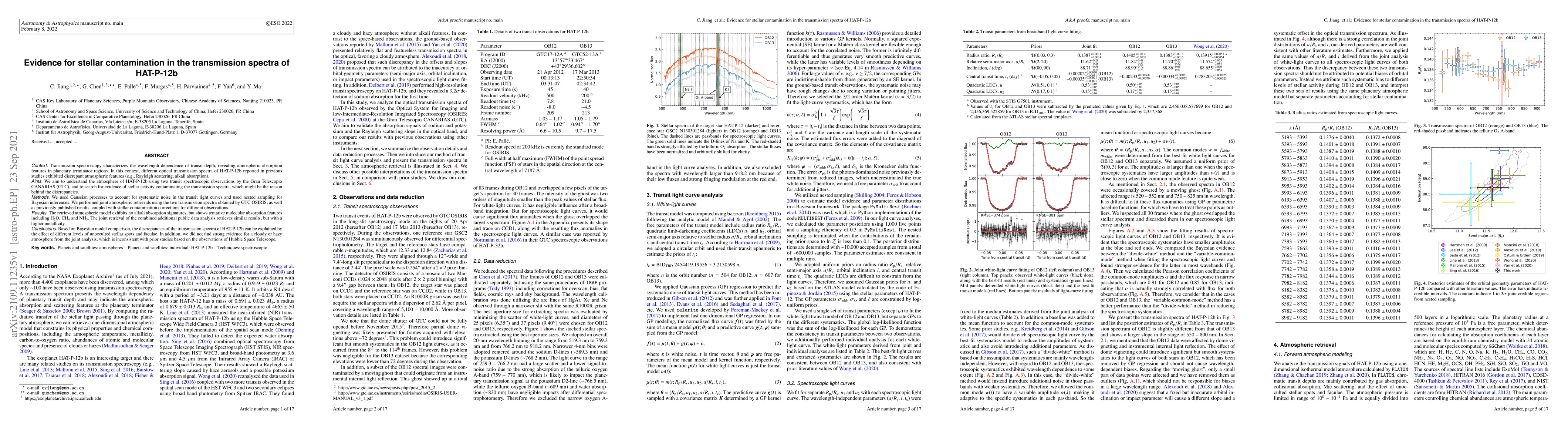 Thumbnail for Evidence for stellar contamination in the transmission spectra of
  HAT-P-12b