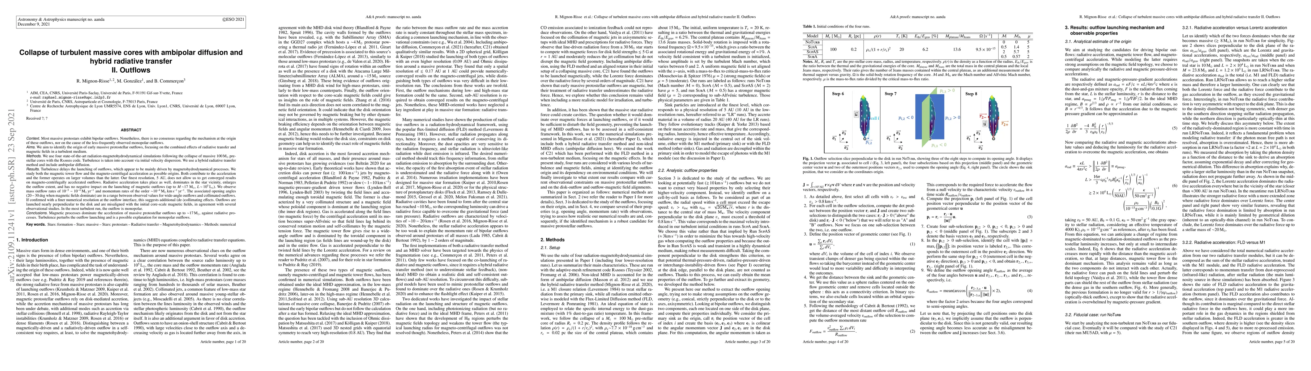 Thumbnail for Collapse of turbulent massive cores with ambipolar diffusion and hybrid
  radiative transfer II. Outflows