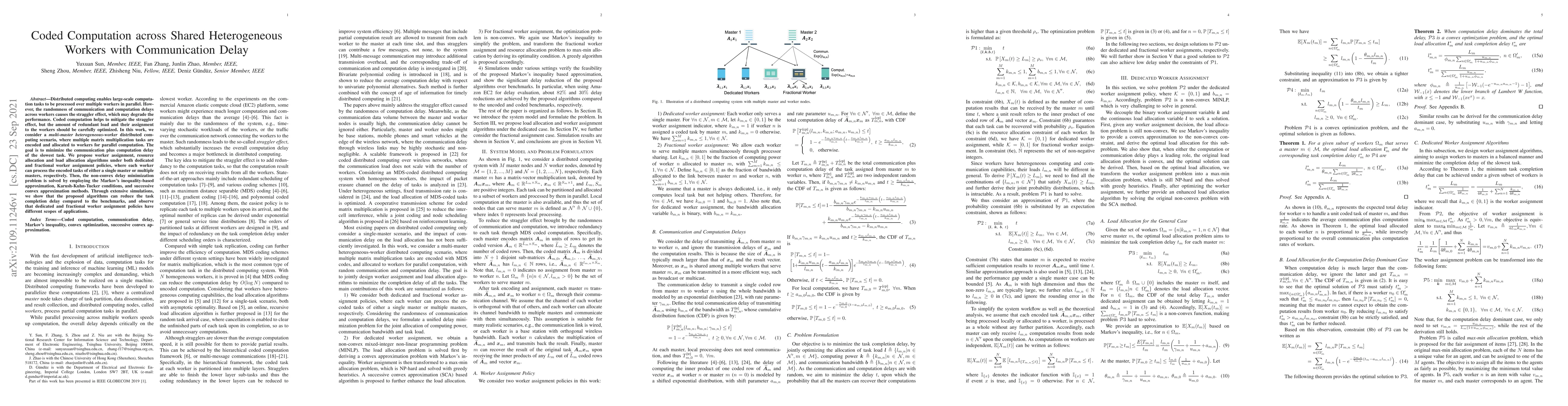 Thumbnail for Coded Computation across Shared Heterogeneous Workers with Communication
  Delay