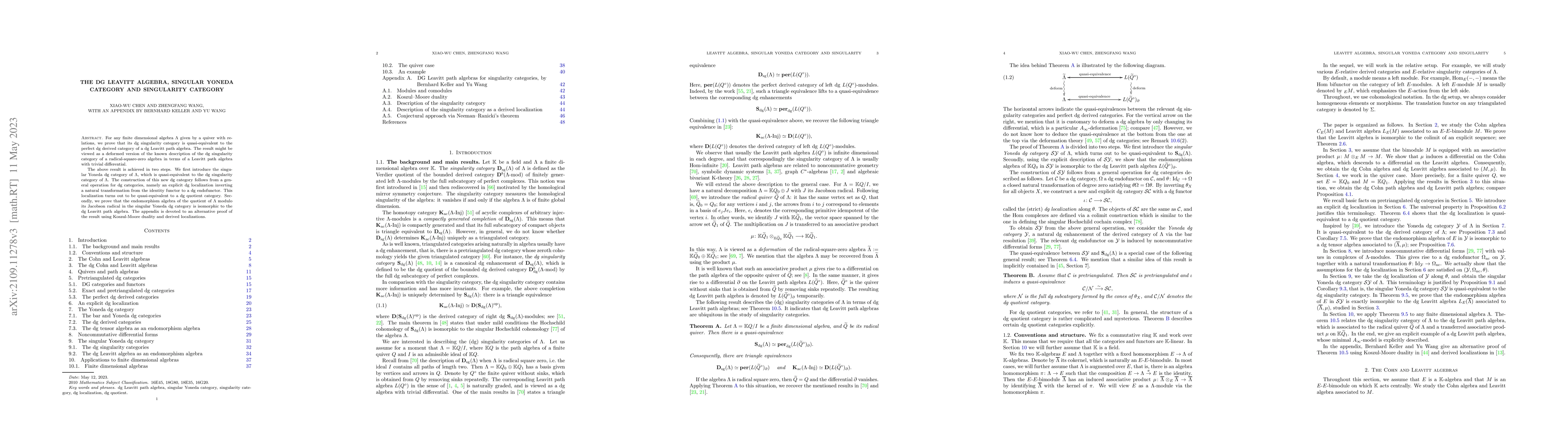 Thumbnail for The dg Leavitt algebra, singular Yoneda category and singularity
  category