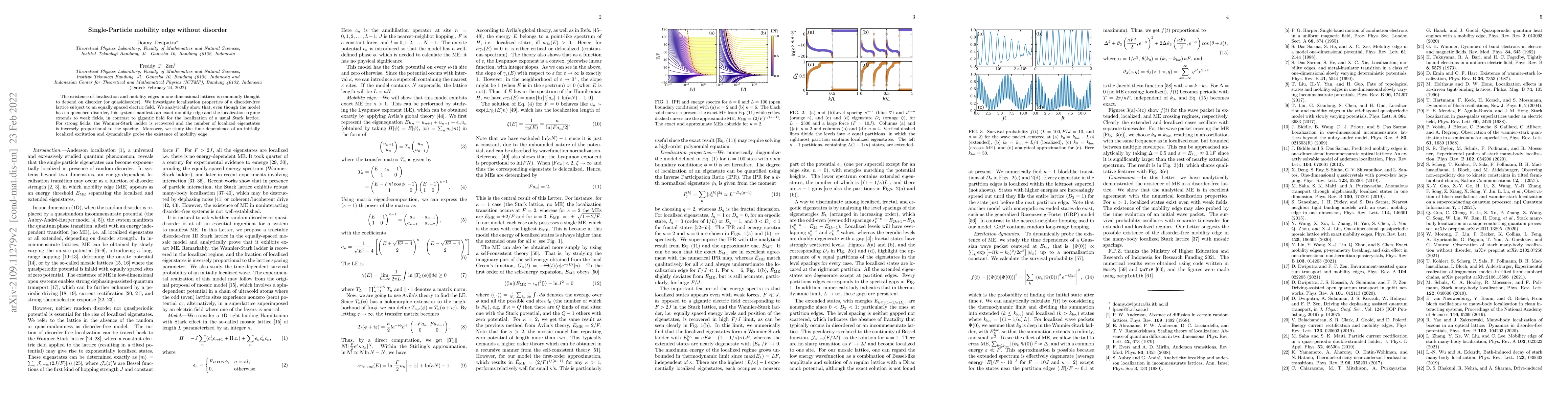 Thumbnail for Single-Particle Mobility Edge without Disorder