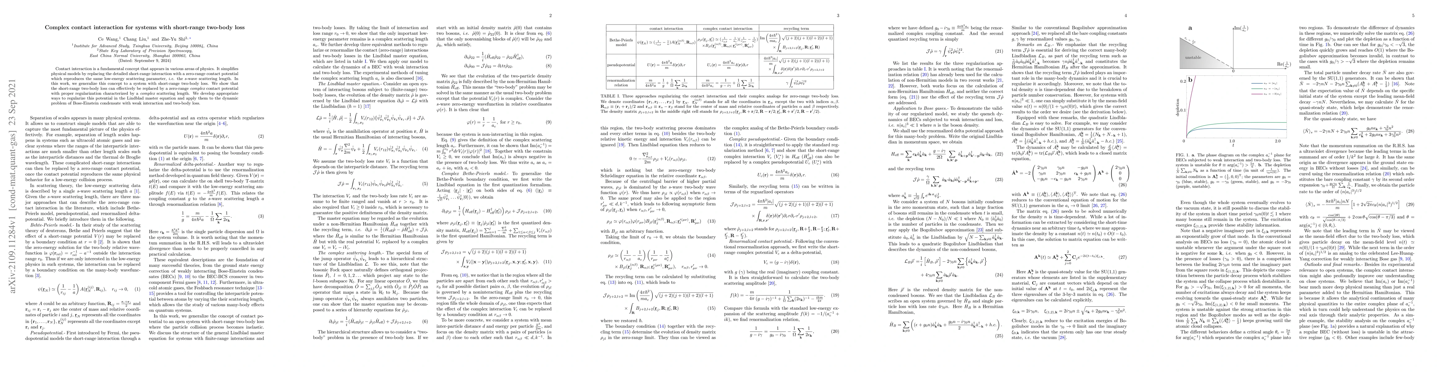 Thumbnail for Complex contact interaction for systems with short-range two-body loss