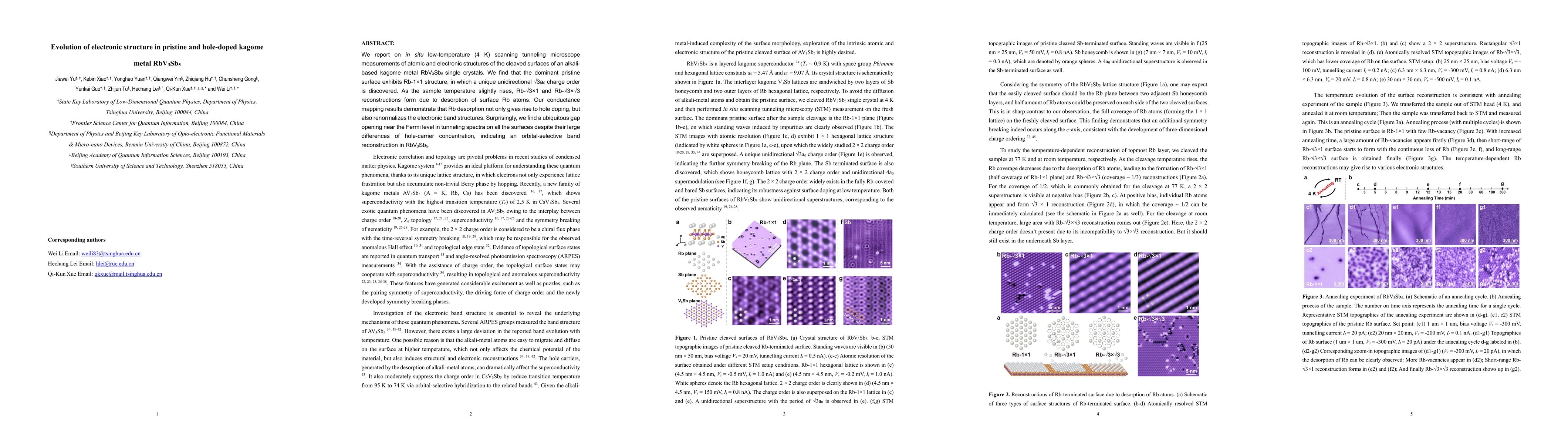 Thumbnail for Evolution of electronic structure in pristine and hole-doped kagome
  metal RbV$_3$Sb$_5$
