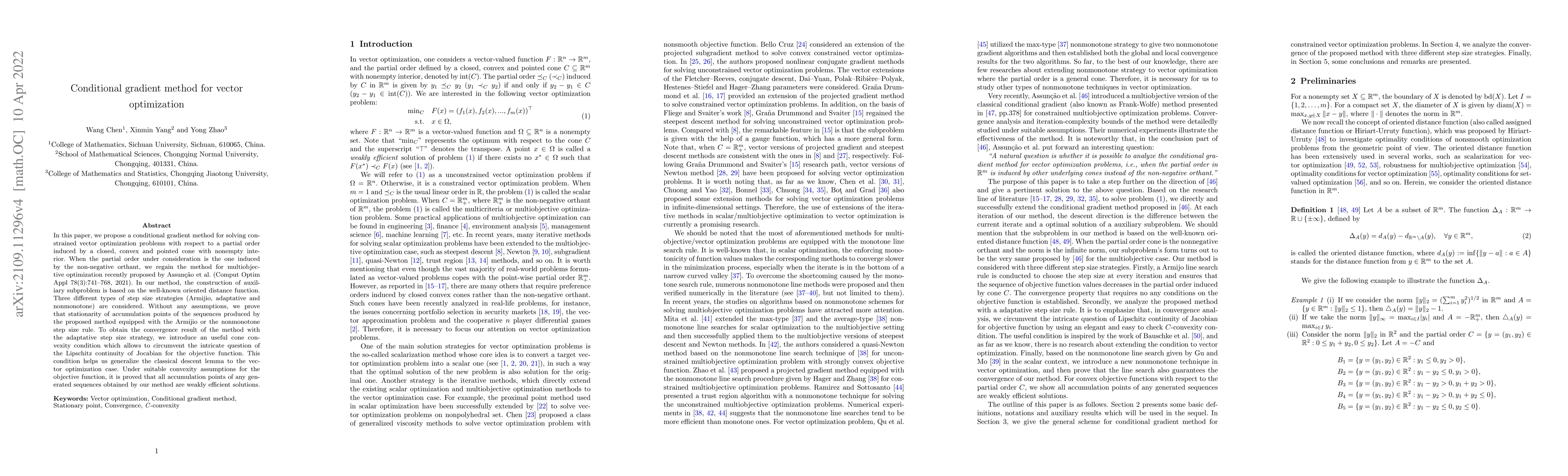 Thumbnail for Conditional gradient method for vector optimization