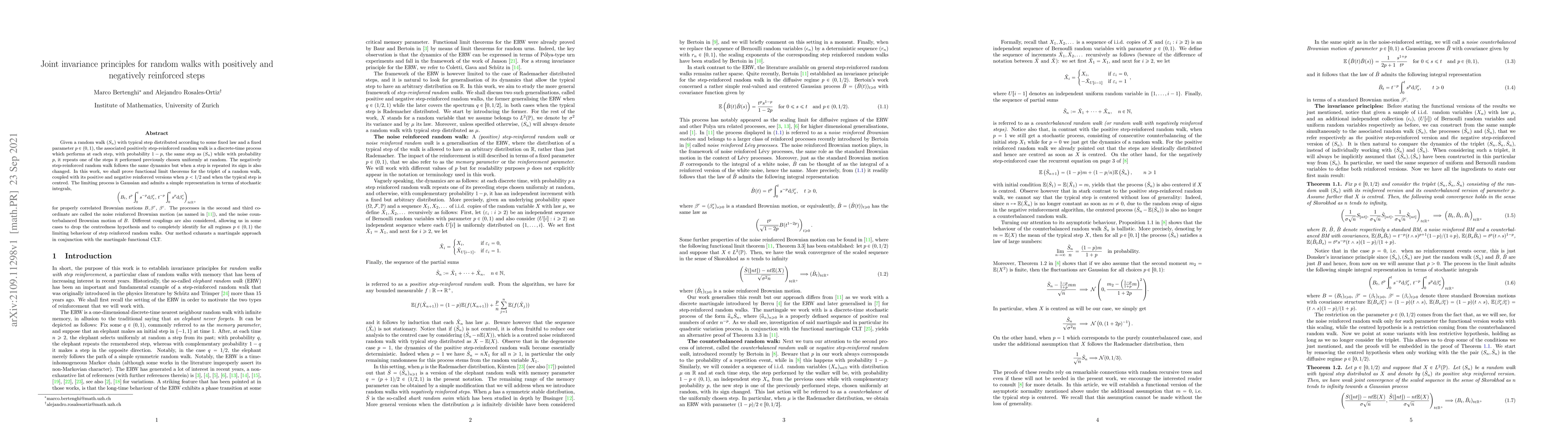 Thumbnail for Joint invariance principles for random walks with positively and
  negatively reinforced steps