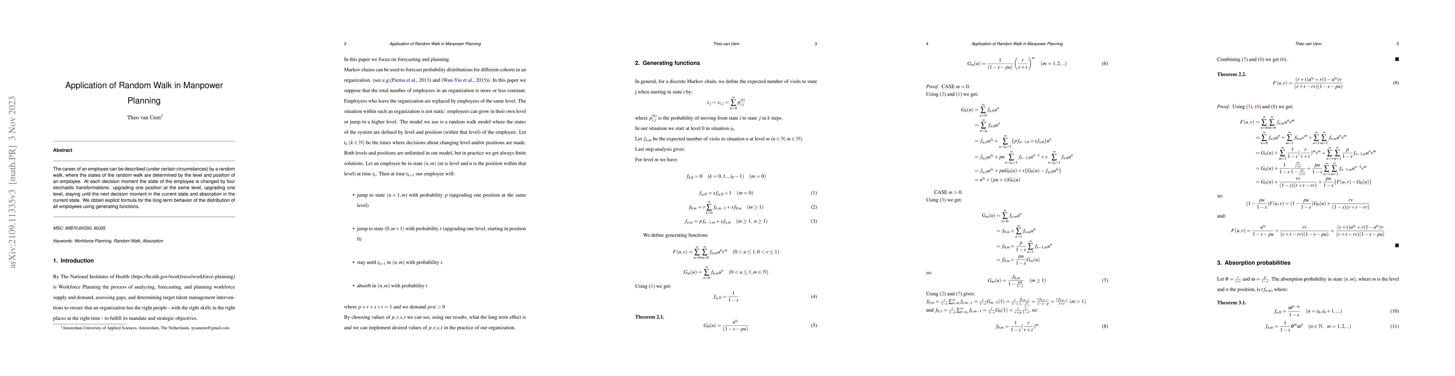 Thumbnail for Application of Random Walk in Manpower Planning