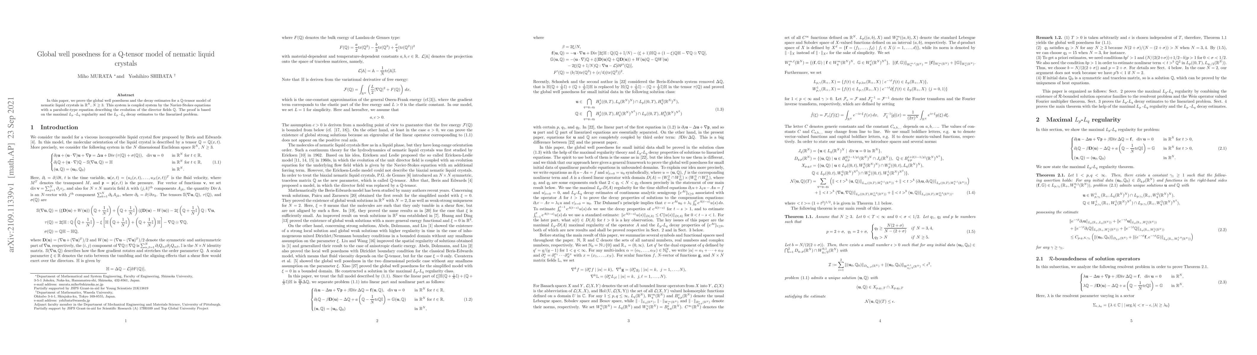 Thumbnail for Global well posedness for a Q-tensor model of nematic liquid crystals