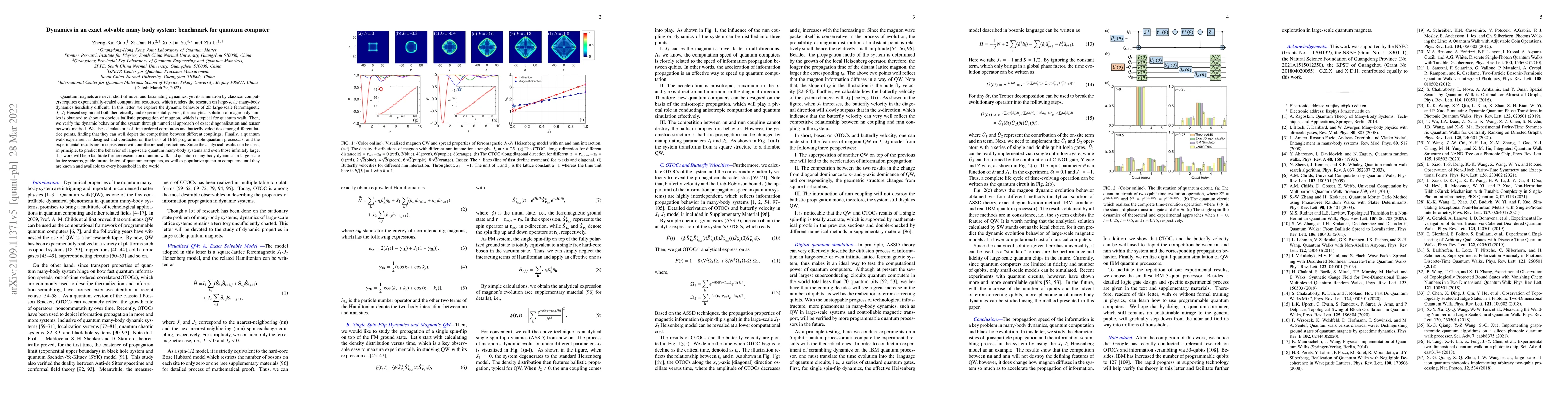 Thumbnail for Dynamics in an exact solvable quantum magnet: benchmark for quantum
  computer