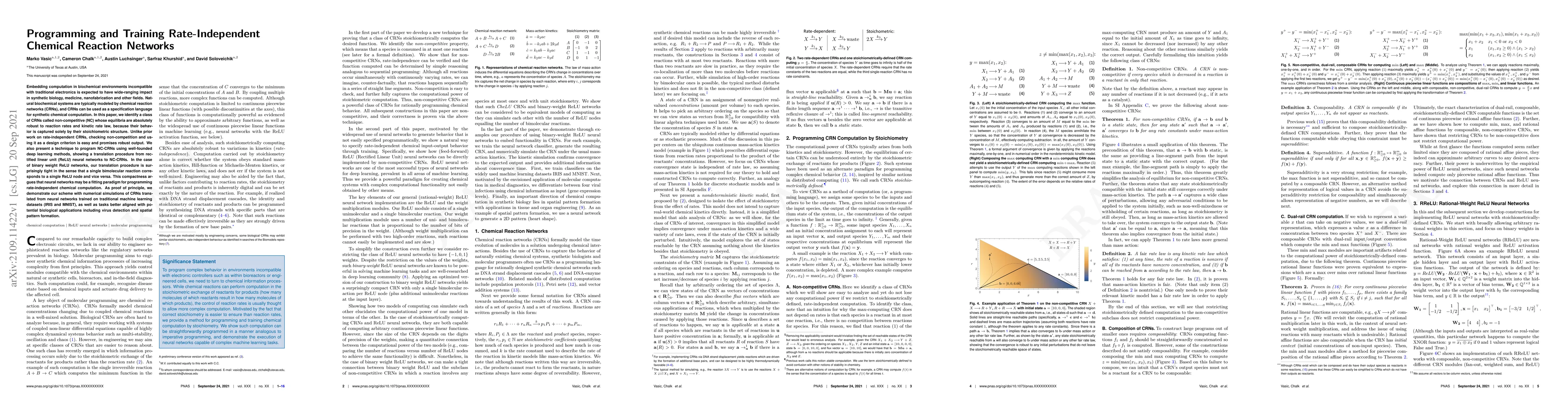 Thumbnail for Programming and Training Rate-Independent Chemical Reaction Networks