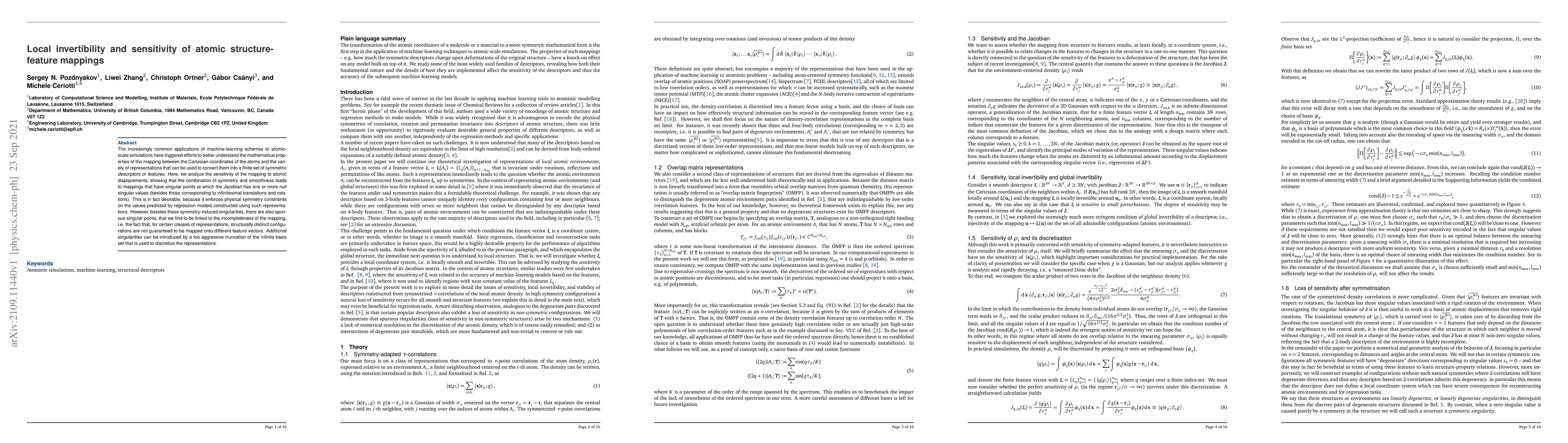 Thumbnail for Local invertibility and sensitivity of atomic structure-feature mappings