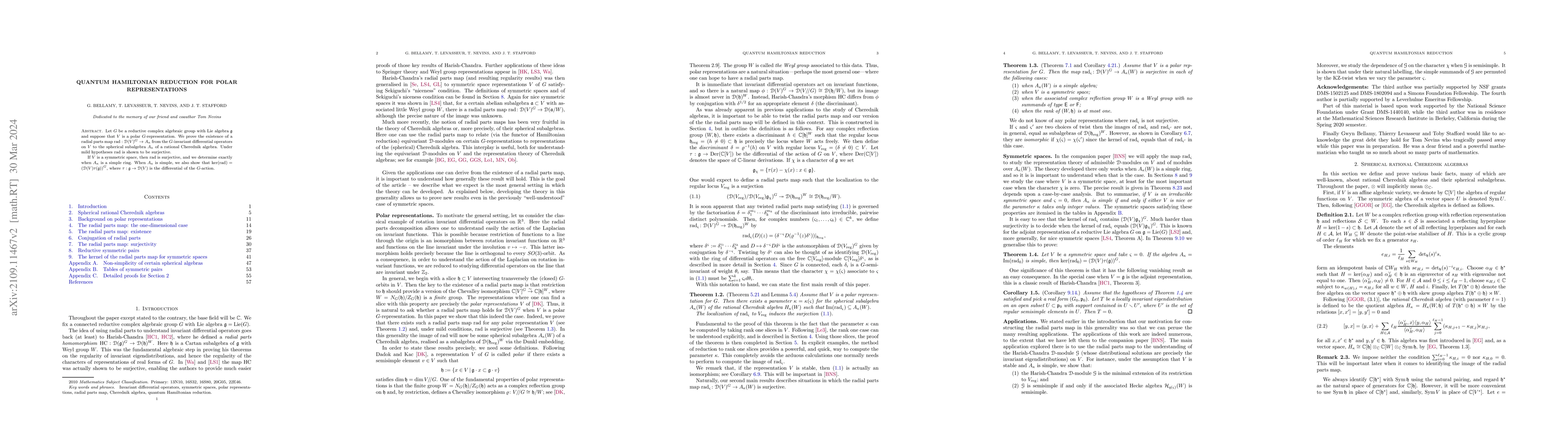 Thumbnail for Quantum Hamiltonian Reduction for Polar Representations