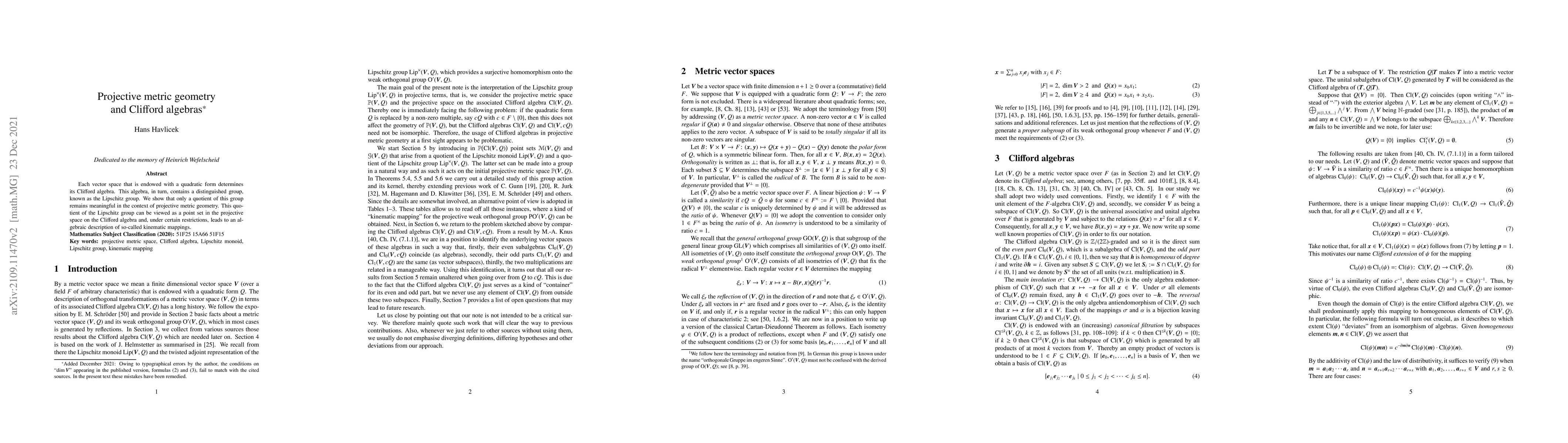 Thumbnail for Projective metric geometry and Clifford algebras