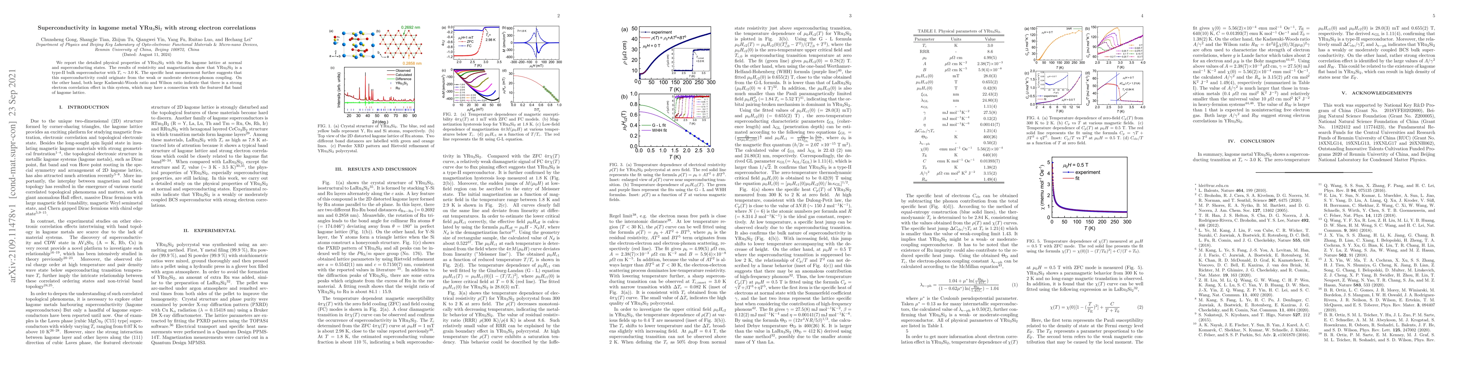 Thumbnail for Superconductivity in kagome metal YRu3Si2 with strong electron
  correlations