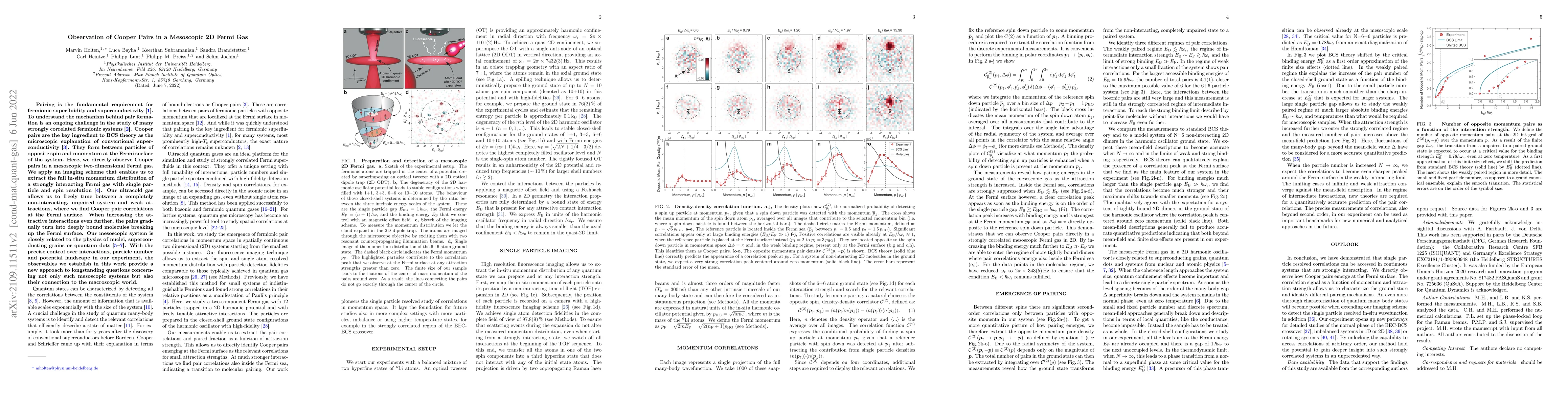 Thumbnail for Observation of Cooper Pairs in a Mesoscopic 2D Fermi Gas