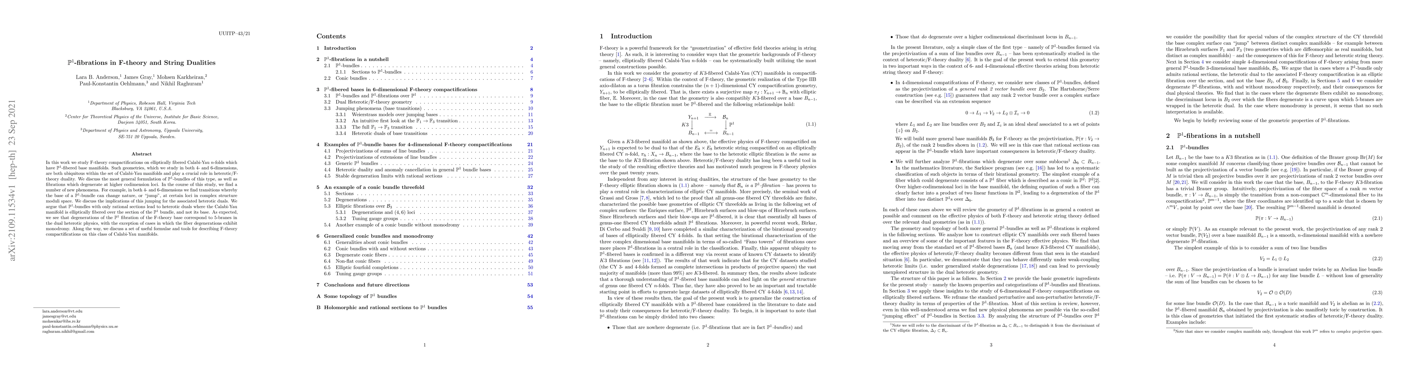 Thumbnail for $\mathbb{P}^1$-fibrations in F-theory and String Dualities