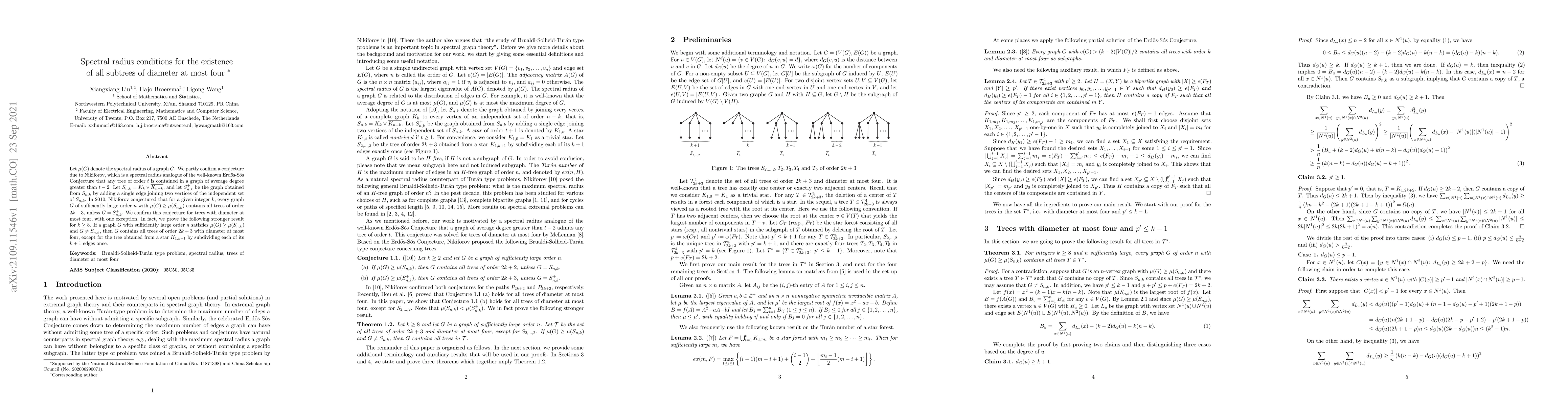 Thumbnail for Spectral radius conditions for the existence of all subtrees of diameter
  at most four