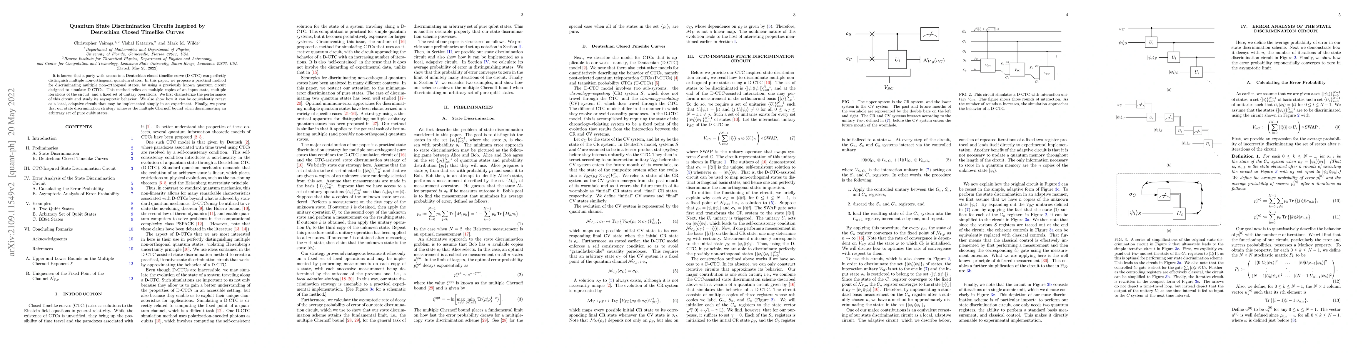 Thumbnail for Quantum State Discrimination Circuits Inspired by Deutschian Closed
  Timelike Curves