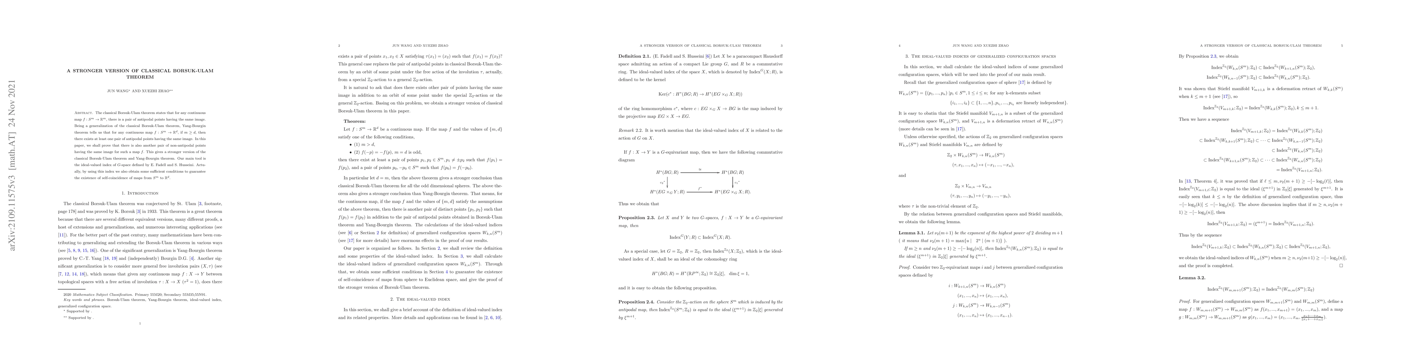 Thumbnail for A stronger version of classical Borsuk-Ulam theorem