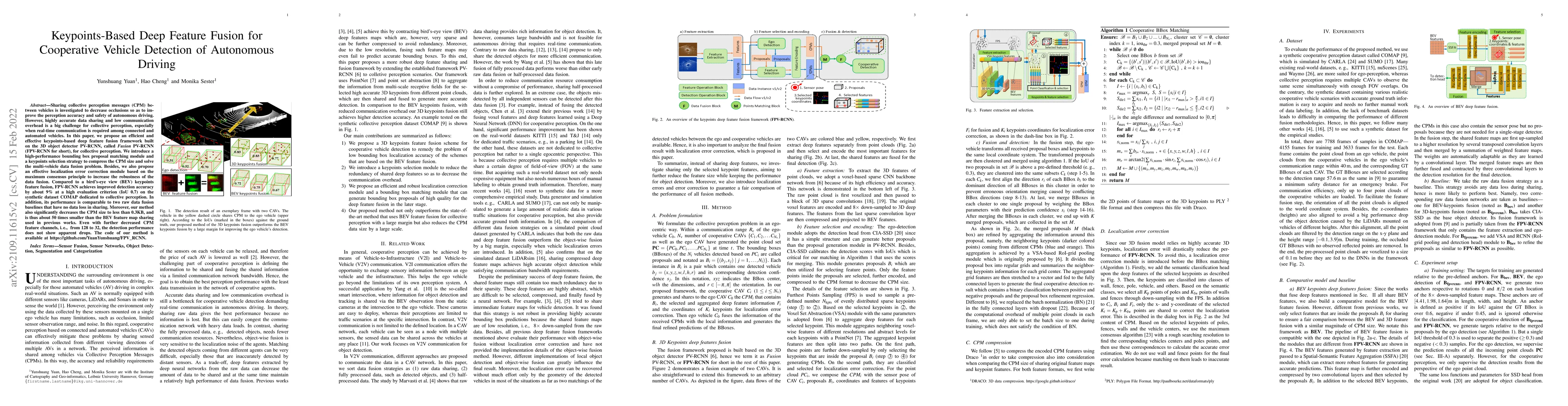 Thumbnail for Keypoints-Based Deep Feature Fusion for Cooperative Vehicle Detection of
  Autonomous Driving