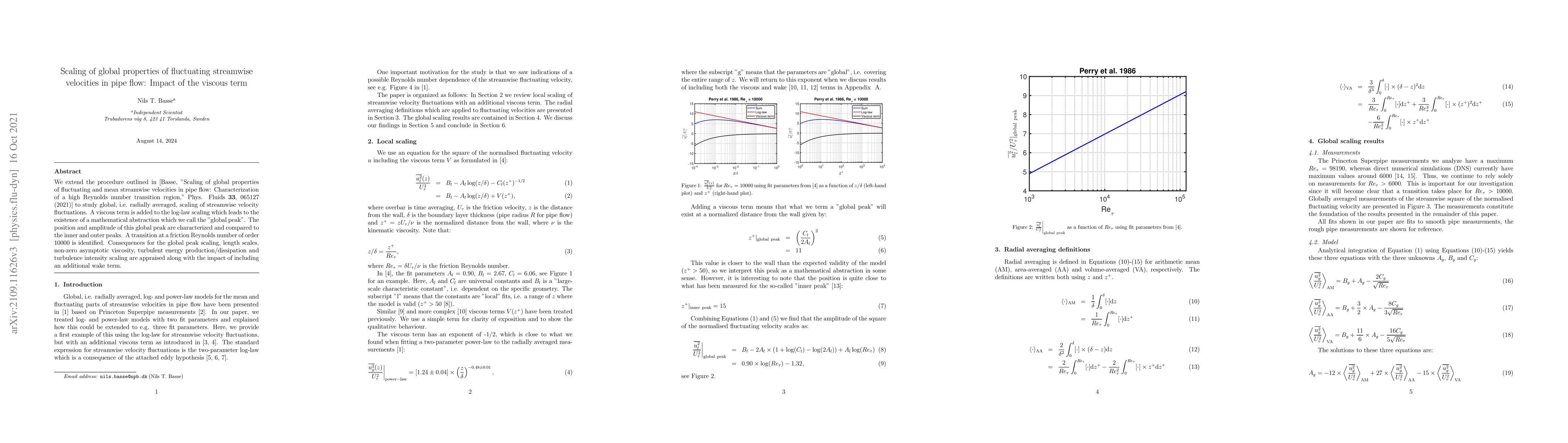 Thumbnail for Scaling of global properties of fluctuating streamwise velocities in
  pipe flow: Impact of the viscous term