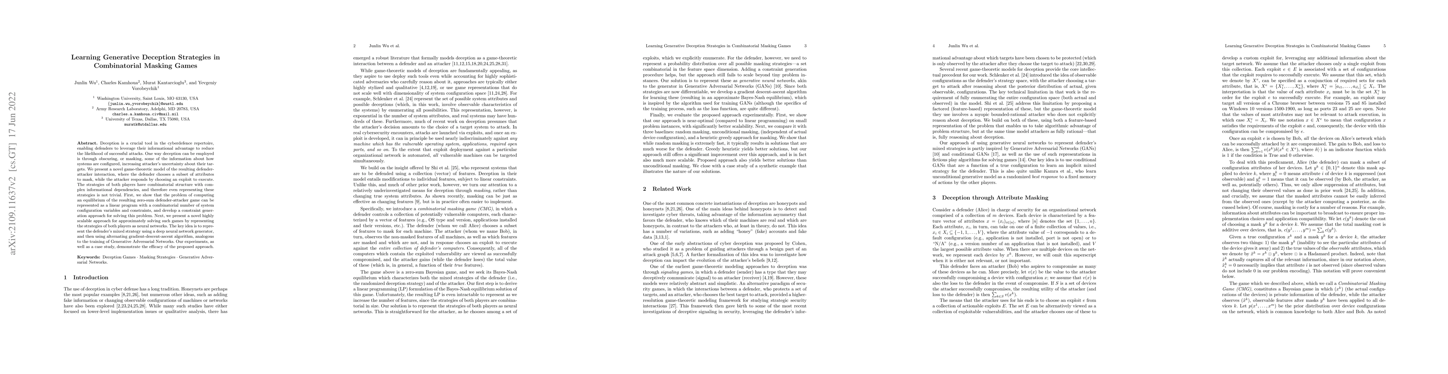 Thumbnail for Learning Generative Deception Strategies in Combinatorial Masking Games