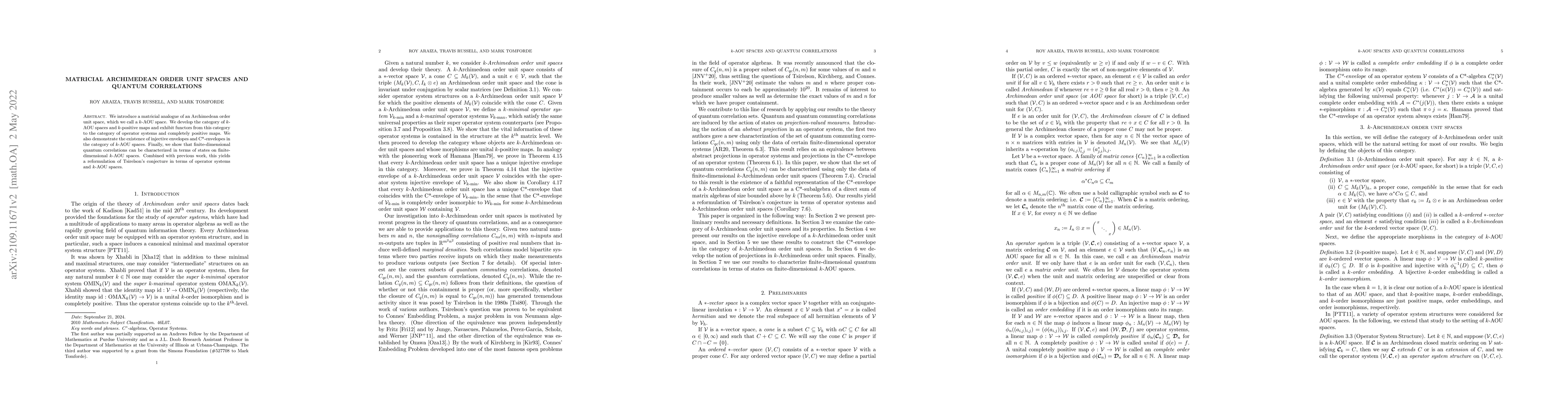 Thumbnail for Matricial Archimedean order unit spaces and quantum correlations