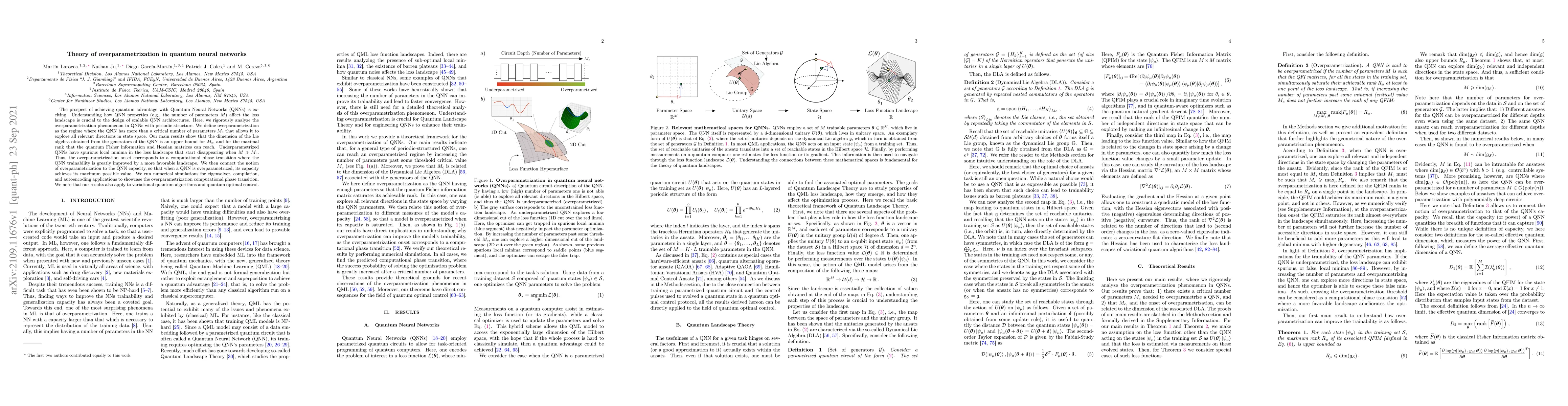 Thumbnail for Theory of overparametrization in quantum neural networks