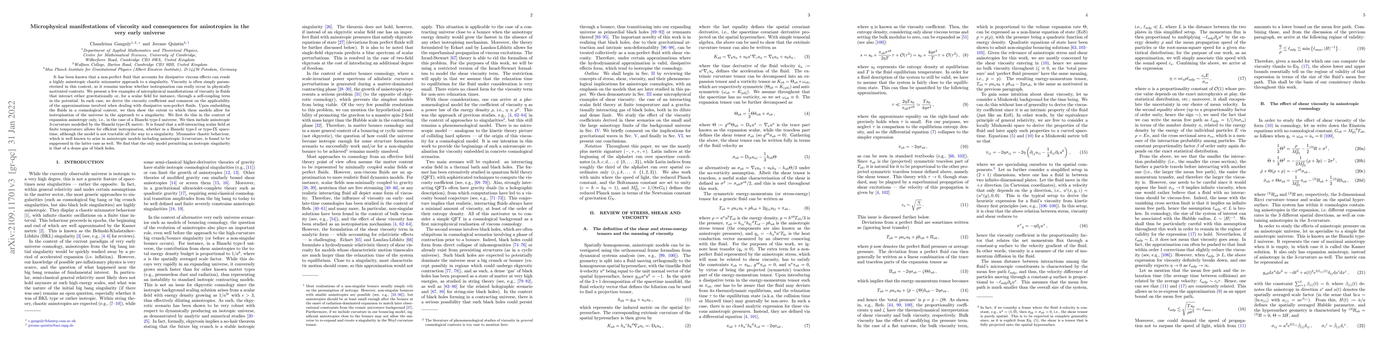 Thumbnail for Microphysical manifestations of viscosity and consequences for
  anisotropies in the very early universe
