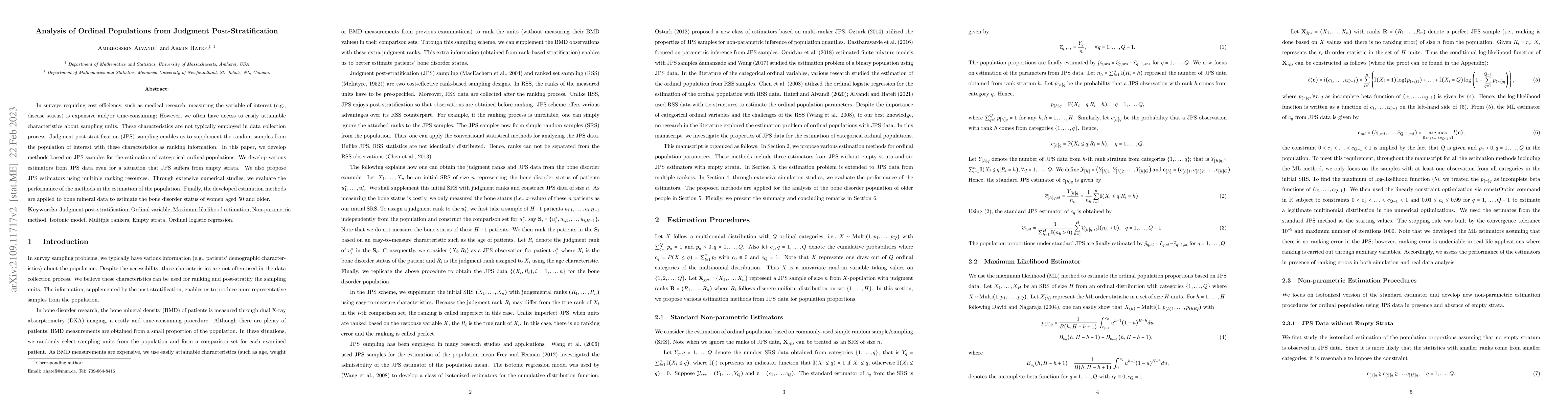 Thumbnail for Analysis of Ordinal Populations from Judgment Post-Stratification