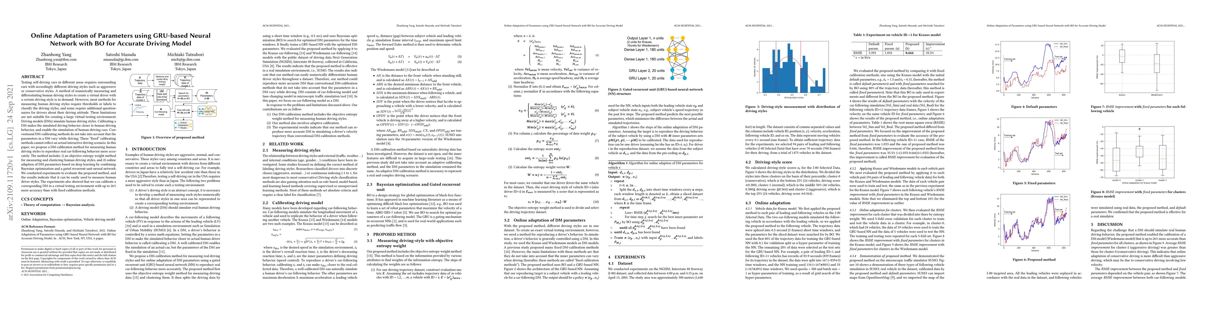 Thumbnail for Online Adaptation of Parameters using GRU-based Neural Network with BO
  for Accurate Driving Model