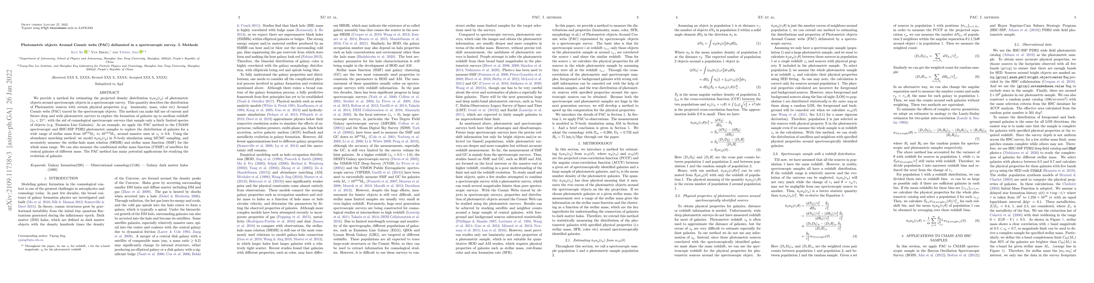 Thumbnail for Photometric Objects around Cosmic Webs (PAC) Delineated in a
  Spectroscopic Survey. I. Methods