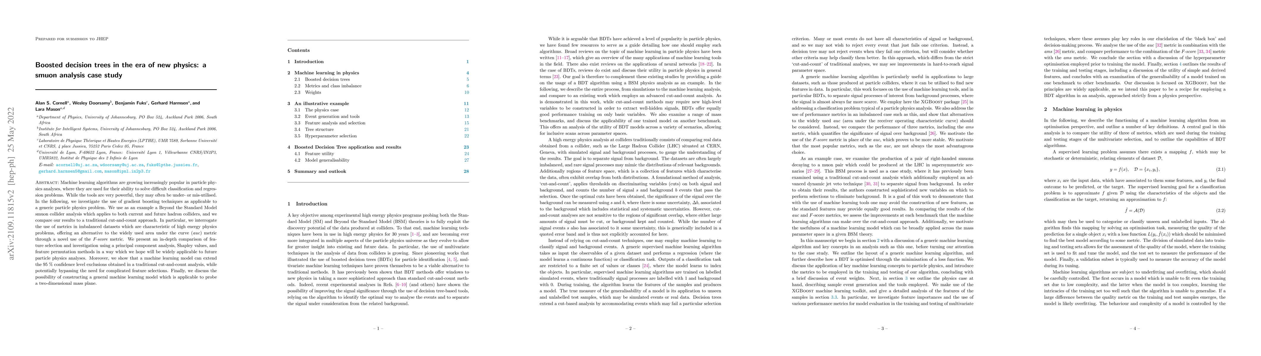 Thumbnail for Boosted decision trees in the era of new physics: a smuon analysis case
  study