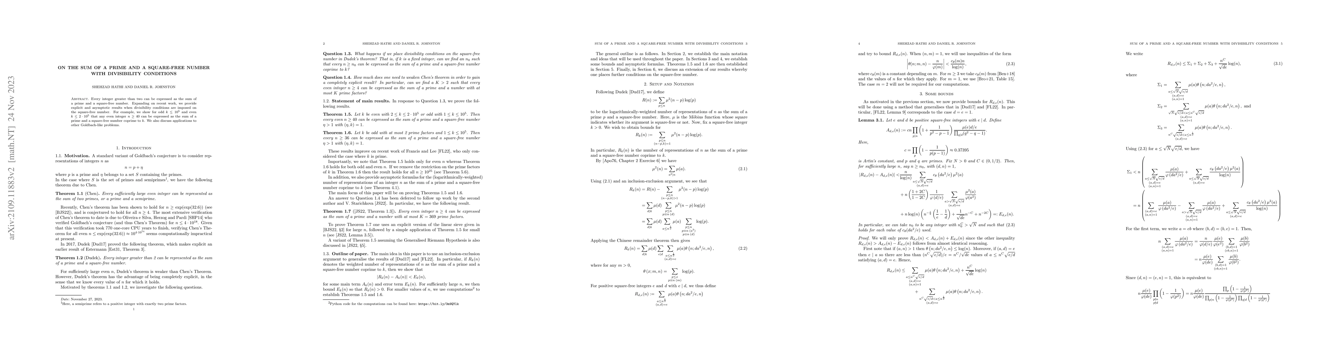 Thumbnail for On the sum of a prime and a square-free number with divisibility
  conditions