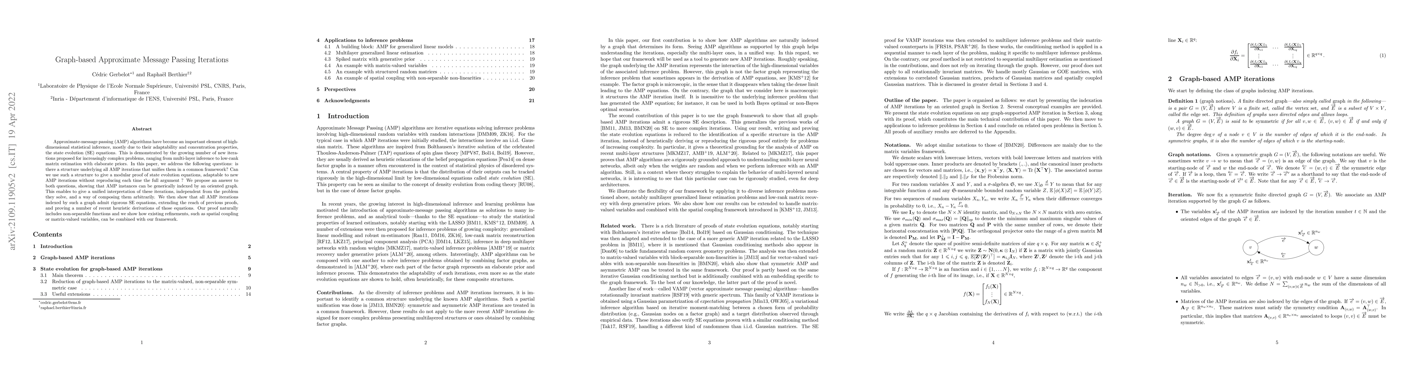 Thumbnail for Graph-based Approximate Message Passing Iterations