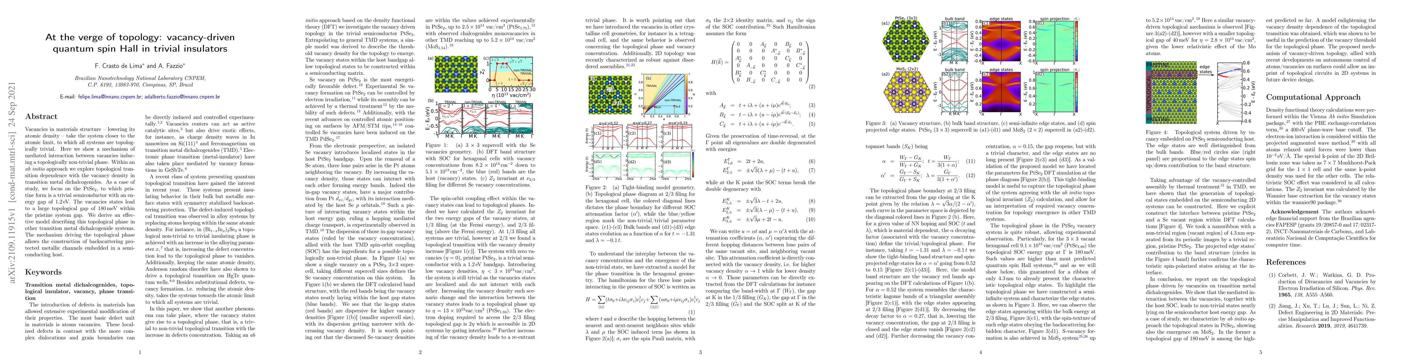 Thumbnail for At the verge of topology: vacancy-driven quantum spin Hall in trivial
  insulators