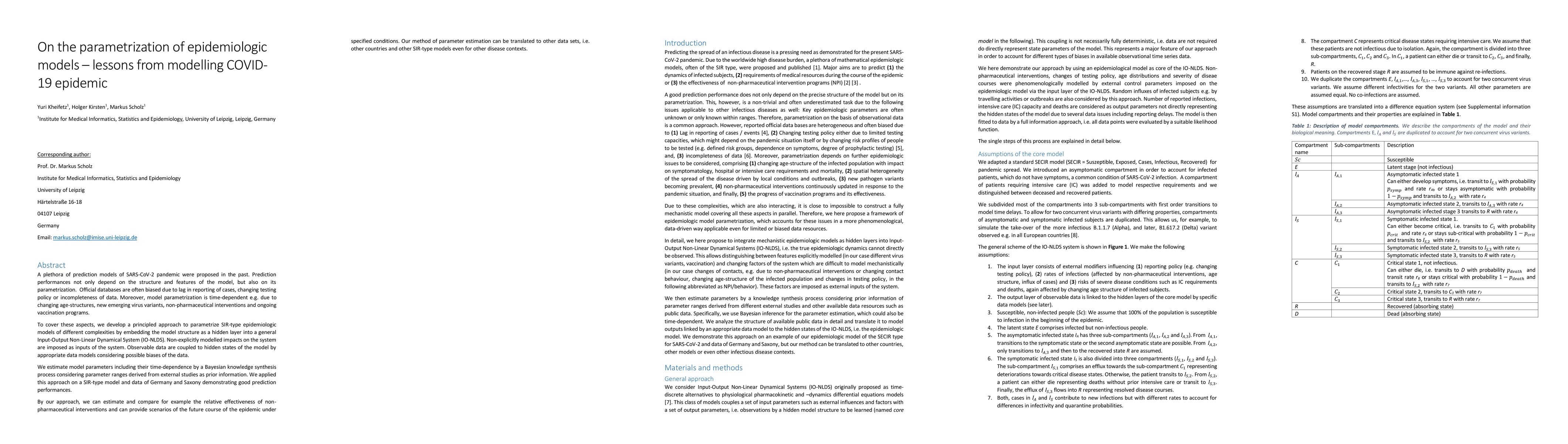 Thumbnail for On the parametrization of epidemiologic models -- lessons from modelling
  COVID-19 epidemic